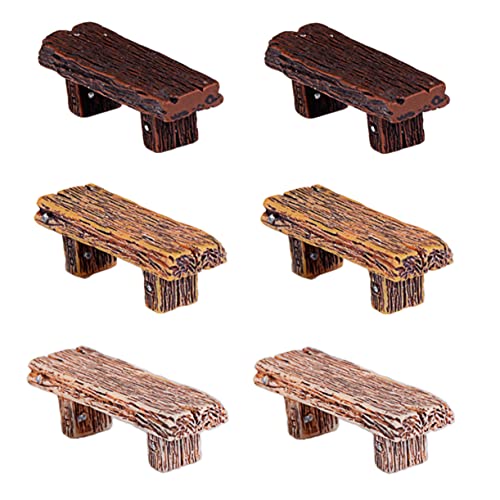 VANZACK 6 Stück Mini -Stuhl -Ornamente Miniatur-Bank winzig Möbel mini Puppenstubenhocker Leben klein Bookshelf Decor bücherregal Dekoration Mini-Stühle zum Basteln Mini-Gartenfiguren Harz von VANZACK