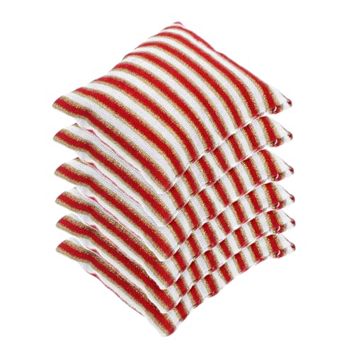 VANZACK 6 Stück Puppenhausmöbel Modern Kissen Miniaturen Klein Dekorative Mini-hausdekoration Mini-zubehör Für Puppen Entzückende Baumwollseide von VANZACK
