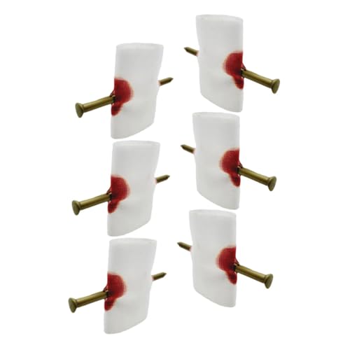 VANZACK 6 Stück Teiliges Halloween Streichspielzeug Nagel durch Finger Tragbare Gruselrequisiten für Spaß und Fotos Sicheres Fingernagel Trickspielzeug für Erwachsene für Halloween Party von VANZACK