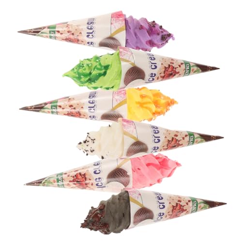 VANZACK 6 Stück Teiliges Künstliche Eistüten Magnetische Deko Eiscreme Modell für Kühlschrank Kühlschrankmagnete Leicht und Farbenfroh für Sommerküchen und Food Display von VANZACK