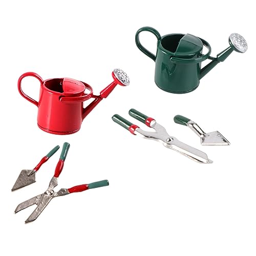 VANZACK 6 Stück Teiliges Mini Gartenwerkzeug Puppenhaus Zubehör Farbenfrohe Gießkanne Rechen Gartendeko DIY Miniatur Puppenhaus Gartenzubehör Zufällige Farbe Zufällige Farbe von VANZACK