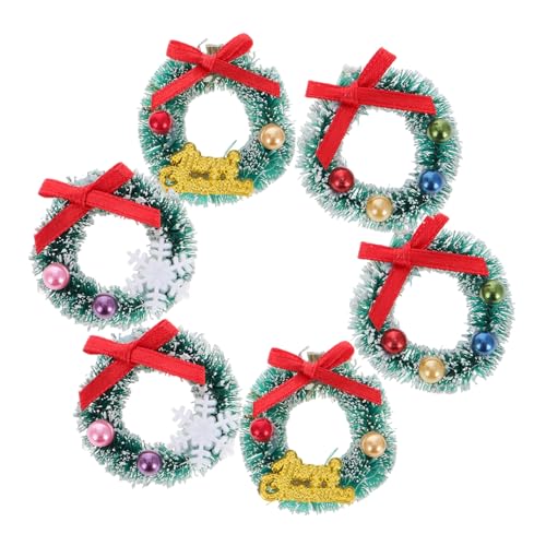 VANZACK 6 Stück Teiliges Mini Weihnachtskranz Puppenhaus Deko Miniatur Girlande Weihnachtsdeko Fenster Tür Wand Weihnachtsdekoration Weihnachten Festlich von VANZACK