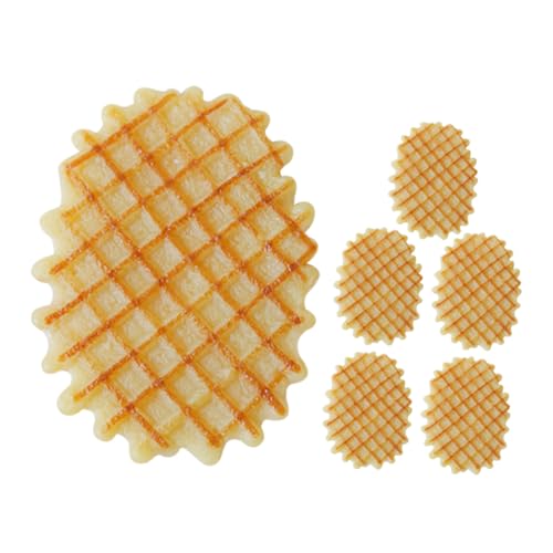 VANZACK 6 Stück Teiliges Realistisches Waffelmodell Kreative Künstliche Waffeldekoration Detailreiche Food Attrappen für Küchen und Fotodekor Langlebige und Sichere Kunstlebensmittel von VANZACK