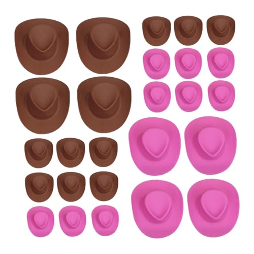 VANZACK 60 Stück Teiliges Mini Cowgirl Hüte aus Langlebigem Kunststoff Kleine Dekorative Cowboy Hüte für Puppen DIY Bastelprojekte und Partydeko Vielseitig Verwendbar Farblich Sortiert von VANZACK