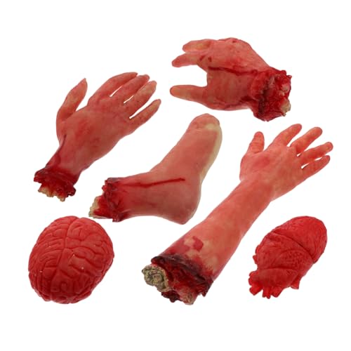 VANZACK 6Stücke Gruselige Körperteile Deko Für Halloween Blutige Requisiten Für Geisterhaus Party Und Festdekoration Realistische Gebrochene Körperteile von VANZACK
