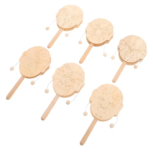 VANZACK 6Stücke Holzrassel Trommel Unvollendete DIY Kinderspielzeuge zum Bemalen Kreative Kunstprojekte für Peking Oper Kultur Fördert Fantasie und Soziale Fähigkeiten VANZACK 6Stücke Holzrassel Trommel Unvollendete DIY Kinderspielzeuge zum Bemalen Kreative Kunstprojekte für Peking Oper Kultur Fördert Fantasie und Soziale Fähigkeiten von VANZACK