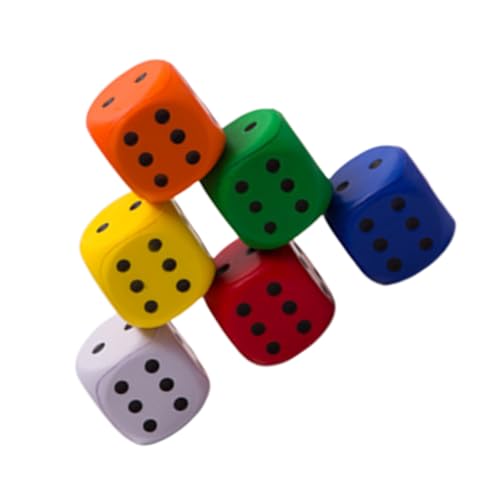 VANZACK 6Stücke Jumbo PU Würfelspielzeug Schaumstoffwürfel Für Pädagogisches Lernspielzeug Rot Blau Gelb Grün Orange Und Weiß Partygeschenk Für Rollenspiele von VANZACK