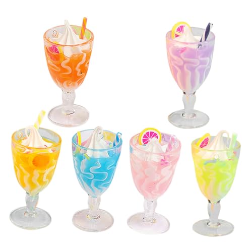 VANZACK 6Stücke Mini Eisbecher Dekorationen Für Puppenhäuser Gefälschtes Küchenspielzeug Dekorative Becher Für DIY Projekte Farben Gemischt Für Puppenhaus Zubehör von VANZACK