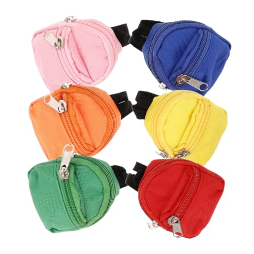 VANZACK 6Stücke Mini Puppenrucksack Mini Geldbörse Schlüsselanhänger Für Puppenzubehör Mini Rucksäcke Für Accessoires Für Puppen Und Spielzeughäuser von VANZACK