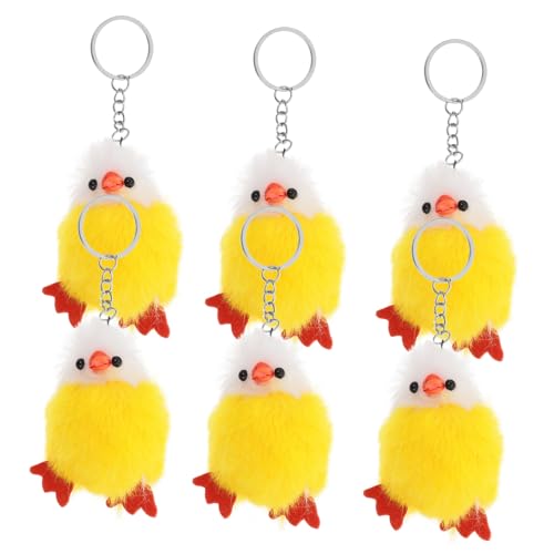 VANZACK 6Stücke Plüsch Huhn Schlüsselanhänger Mini Küken Für Ostern Weiche Stofftiere Für Kleine Plüsch Puppen Sammeln von VANZACK