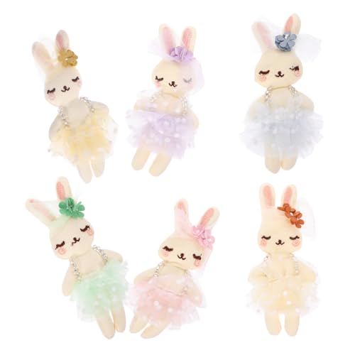 VANZACK 6Stücke Plüschkaninchen Stofftiere Farben Flauschige Hasen Für DIY Kopfschmuckzubehör Und Handwerksverzierungen Als Osterdekoration von VANZACK