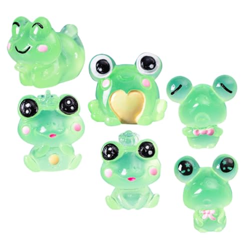 VANZACK 6er Set Mini-Froschfiguren Aus Harz – Leuchtende Froschornamente Für Bürodekoration - Karikatur Kunsthandwerk Und Stilvolle Tischverzierung – Perfekt Für Froschliebhaber von VANZACK