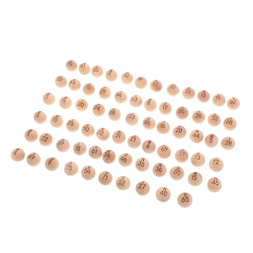 VANZACK 75 Stück Teiliges Holz Bingo Ball Set mit Klar Gravierten Zahlen Langlebig und Formstabil Leicht und Tragbar für Teambuilding und Bildungsaktivitäten von VANZACK