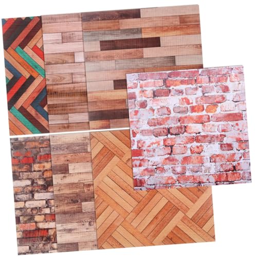 VANZACK Erstellen Sie Ihr Eigenes Puppenhaus-Layout 7er-Pack Mini- -wandaufkleber-Set Realistische Holzmaserung von VANZACK