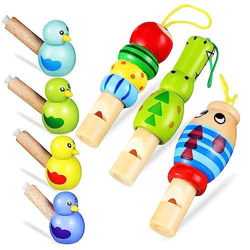 VANZACK 7Stücke Teiliges Cartoon Tier Und Vogel Holzpfeifen Für Kleinkinder Musikinstrumente Frühkindlichen Entwicklung Und Bildung Zufällige Farben von VANZACK