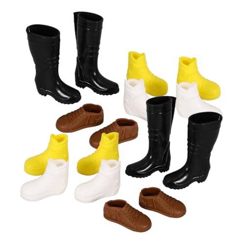 VANZACK 8 Paare Miniatur Puppenschuhe Mini Doll Boots für Puppen Puppenzubehör und Dekoration Herrenstiefel für Puppenhaus und Rollenspiel von VANZACK