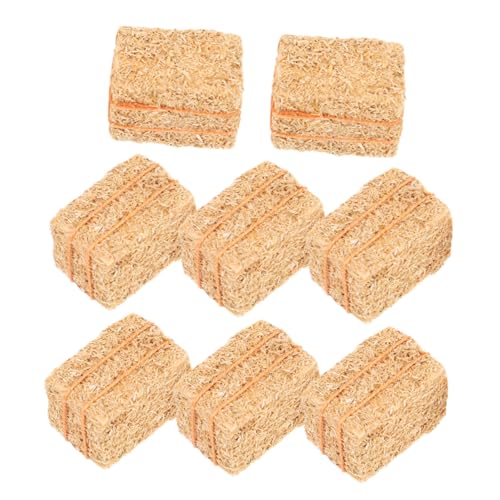 VANZACK 8 Stück Bauernhof Dekoration Ornamente Heuhaufen Ballen Simulierte Heuhaufen Kleine Natürliche Heudekoration Mini Heuhaufen Modell Puppe Gefälschtes Heu Stroh Mini von VANZACK