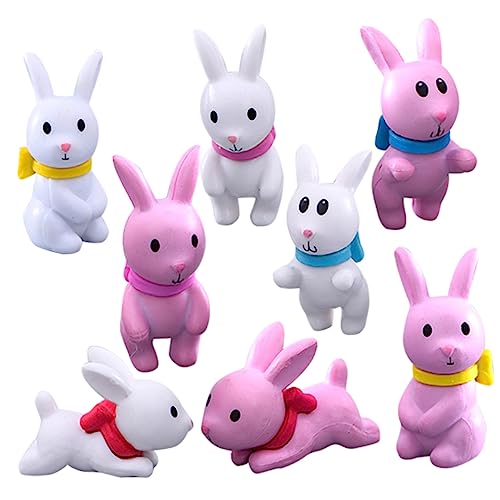 VANZACK 8 Stück Kaninchen Ornament Stofftier Kleinkind Badespielzeug Haustiere Mini Kauhasen Dekorationen Dinosaurier Plüsch Mooshasen Hasenspielzeug Spritzpistole von VANZACK