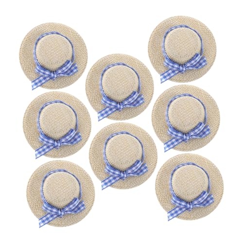 VANZACK 8 Stück Miniatur Strohhüte für Puppen Dekorative Hüte für Bastelprojekte Party und Puppenhaus Dekoration Charmante Accessoires für Puppen von VANZACK