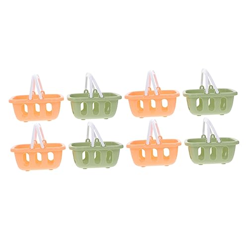 VANZACK 8 Stück Teiliges Mini Einkaufskorb für Realistische Handkörbe Orange und Grün Kleine Aufbewahrungskörbe für Rollenspiele und Kaufladenzubehör von VANZACK