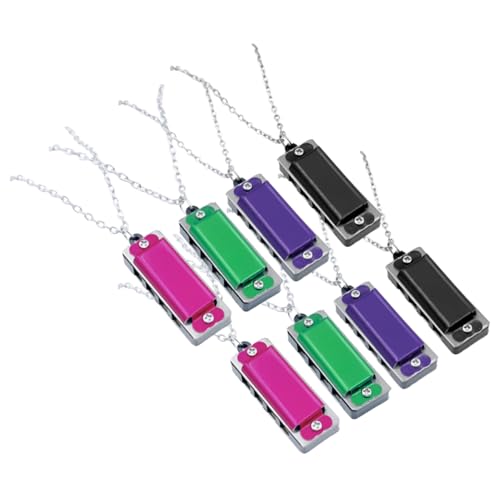 VANZACK 8 Stück Teiliges Mini Mundharmonika Musikinstrument Halskette Einsteiger Musikspielzeug Festival Bunte Farben von VANZACK
