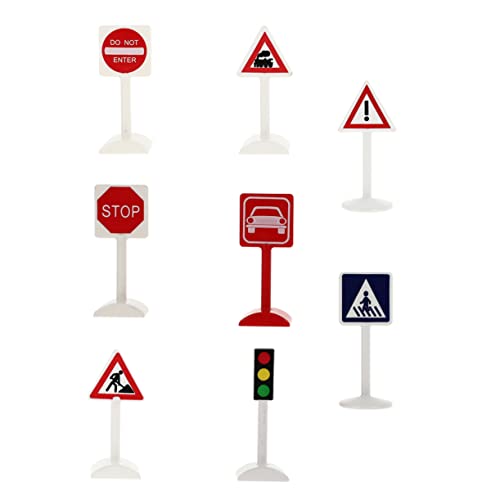 VANZACK 8 Stück Teiliges Mini Verkehrszeichen Set aus Realistische Verkehrssignale für Sandtisch Dekoration und Kreatives für Lernspielzeuge von VANZACK
