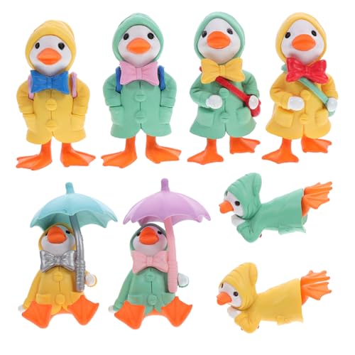 VANZACK 8 Stück Teiliges Miniatur Enten Figuren aus Langlebigem Kunststoff Bunte Garten Deko Accessoires Süße Simulationstiere für Miniaturgärten und DIY Landschaftsbau Lebendige von VANZACK