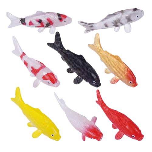 VANZACK 8 Teilige Goldfischfigur Realistische Koi Fischstatuen Aus PVC Puppenhaus Miniatur Karpfenfigur Feengarten Zubehör Für Aquarium Miniatur Teich Dekoration DIY Kunstprojekte von VANZACK