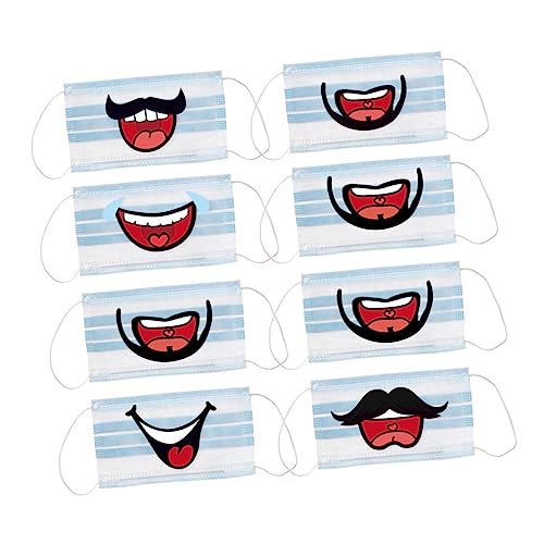 VANZACK 8Packungen Pack Gesichtsmasken Aufkleber Lustige Lippenaufkleber zur Maskendekoration Selbstklebend Abnehmbar pro Packung Kreative Designs von VANZACK