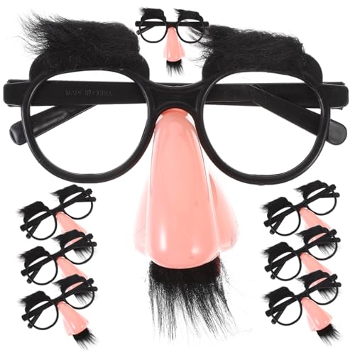 VANZACK 8Stücke Lustige Bartbrillen mit Großer Nase für Halloween Party Witzige Kostümbrille für Erwachsene und Jugendliche für Cosplay und Verkleidungen von VANZACK