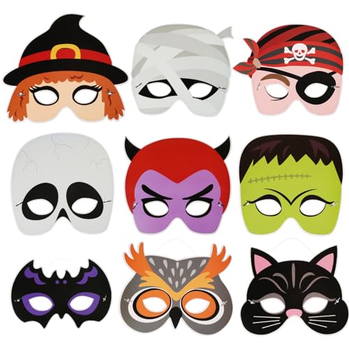 VANZACK 9Stücke Halloween Masken mit Elastischem Band Lustige Cosplay Masken für Maskenball Partys und Bühnenauftritte Leichtes und Bequemes Papiermaterial für Verschiedene VANZACK 9Stücke Halloween Masken mit Elastischem Band Lustige Cosplay Masken für Maskenball Partys und Bühnenauftritte Leichtes und Bequemes Papiermaterial für Verschiedene von VANZACK