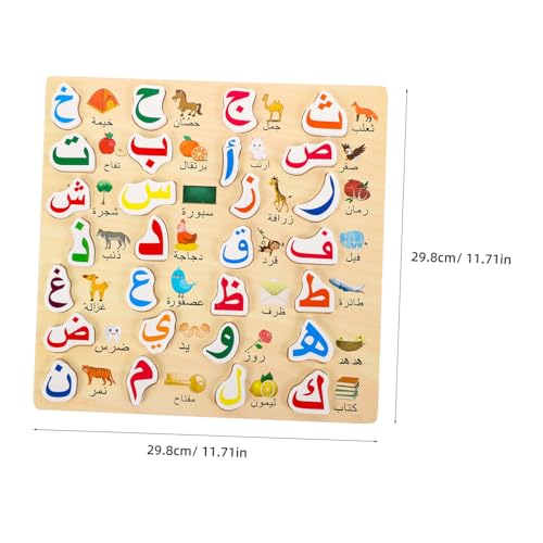 VANZACK Arabisches Holzpuzzle Alphabet Lernspielzeug für Interaktives Montessori Spiel Handgerechtes Design Fördert Kognitive Entwicklung und Frühe Bildung Pädagogisches Lernbrett von VANZACK