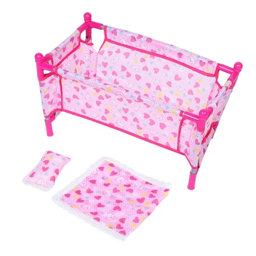 VANZACK Babypuppenbett Miniatur Puppenbett mit Elegantem Design Puppenhaus Schlafzimmer Möbel Zubehör Mini Babybett für Kreatives Rollenspiel und Fantasievolles von VANZACK