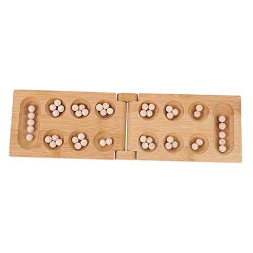 VANZACK Bambus Mancala Brettspiel Klappbar Intelligenzspielzeug zur Denkförderung Eltern Junge Mädchen Interaktion Lernspiel aus Natürlichem Bambus Sicher und Langlebig Khaki von VANZACK
