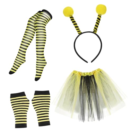 VANZACK Bienen Kostüm Set für Damen Tutu Rock Haarreif und Handschuhe für Halloween und Cosplay Bequeme Auffälliges Design Outfit für Partys und Veranstaltungen von VANZACK