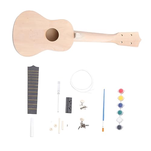VANZACK DIY Ukulele Kit aus Leichtem Basswood Vorgebohrt Bemalbar Spielbares Musikinstrument für Erwachsene für Eltern Junge Mädchen Bastelaktion und Hawaii Gitarrenfans von VANZACK