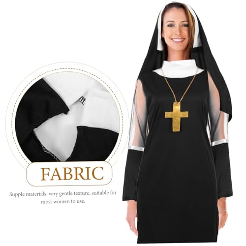 VANZACK Damen Halloween Nonnenkostüm Cosplay Kleid für Party Bühnenauftritt Faschingskostüm Plus Geeignet von VANZACK