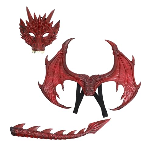 VANZACK Drachenspielkostüm Rot mit Flügeln und Maske Rollenspiel Kostümset für Jungen und Mädchen zu Halloween Geburtstagen und Aufführungen Dehnbares Langlebiges Material VANZACK Drachenspielkostüm Rot mit Flügeln und Maske Rollenspiel Kostümset für Jungen und Mädchen zu Halloween Geburtstagen und Aufführungen Dehnbares Langlebiges Material von VANZACK