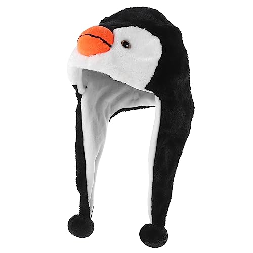 VANZACK Elastische Plüsch Pinguin Mütze Winterhut Warm Kuschelig Tiermotiv Karneval Geburtstagsfeier Vielseitige Tiermütze für Jungen Mädchen von VANZACK