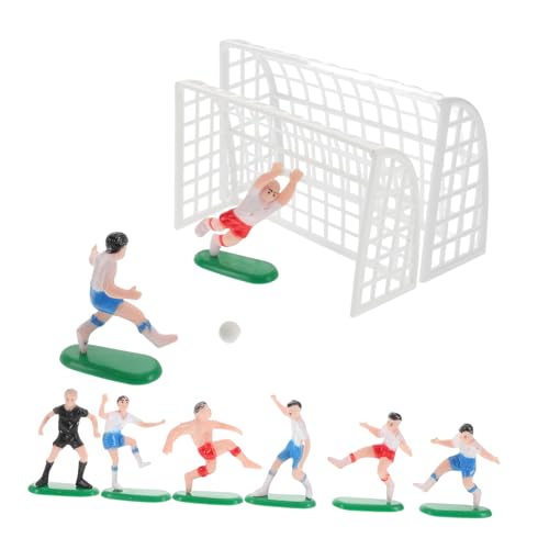VANZACK Fußball Mini figuren mit Tor und Detailreiche Geburtstagstorten Deko für Jungen Kunststoff fußballspieler für Fußball Party Tischdekoration von VANZACK