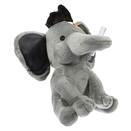 VANZACK Graduation Elephant Plüschelefant mit Doktorhut Weiches Stofftier aus Langlebigem Material Niedliche Dekoration für Abschlussfeier Sicher und Reißfest für Absolventen von VANZACK
