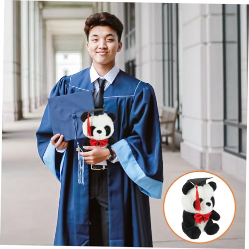 VANZACK Graduation Panda Kuscheltier Plüschstofftier mit Roter Schleife Weiches Abschlussgeschenk für Schüler und Studenten Dekoratives Stofftier für und Alltag von VANZACK