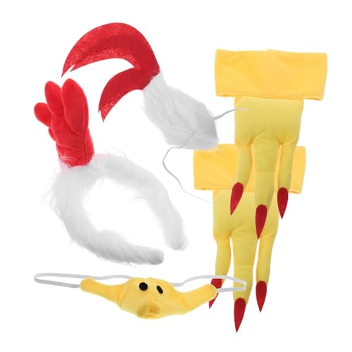VANZACK Hahn Kostüm Set Teilig Huhn Accessoires Stirnband Schnabel Füße Cartoon Karneval Halloween Party Cosplay VANZACK Hahn Kostüm Set Teilig Huhn Accessoires Stirnband Schnabel Füße Cartoon Karneval Halloween Party Cosplay von VANZACK