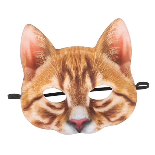 VANZACK Halbgesichts Katzenmaske aus EVA und Stoff Lustiges Orange Cat Design Unisex Langlebig für Halloween Karneval Maskenball Cosplay Musikfestivals Kostüm Partys von VANZACK