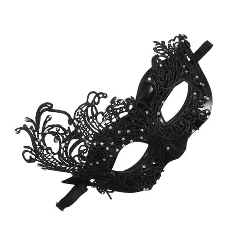 VANZACK Halbgesichts-Masquerade-Maske für Frauen Schwarze dekorative Spitzenmaske mit Elastischem Band Langlebiges Kunststoffmaterial für Halloween Kostümball Karneval und Themenpartys von VANZACK