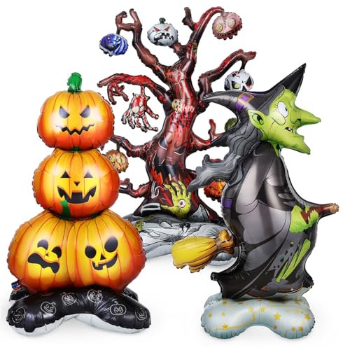 VANZACK Halloween Dekorationsset Teilig mit Folienballons Kürbisstapel Dürrer Baum und Hexe Schnell Aufblasbar Wetterfest Vielseitige Partydeko für Halloween VANZACK Halloween Dekorationsset Teilig mit Folienballons Kürbisstapel Dürrer Baum und Hexe Schnell Aufblasbar Wetterfest Vielseitige Partydeko für Halloween von VANZACK