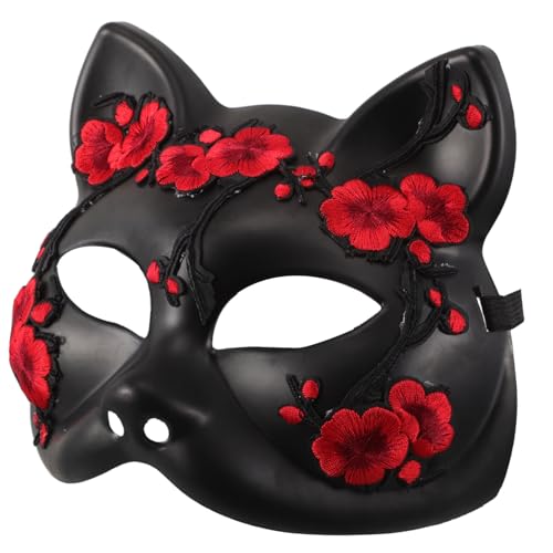 VANZACK Halloween Halbgesichts Maske Japanische Fuchsmotiv Katzenmaske aus Leichtem Kunststoff Wiederverwendbar für Party Cosplay und Karneval mit Klarem Sichtfeld und Komfortablem Sitz VANZACK Halloween Halbgesichts Maske Japanische Fuchsmotiv Katzenmaske aus Leichtem Kunststoff Wiederverwendbar für Party Cosplay und Karneval mit Klarem Sichtfeld und Komfortablem Sitz von VANZACK