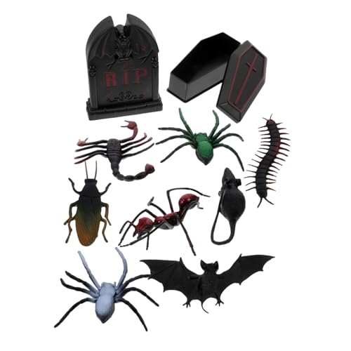 VANZACK Halloween Miniatur Grabstein und Sarg Dekoration mit Halloween Tierfiguren Miniatur Horror Deko Vielseitige Grusel Accessoires von VANZACK