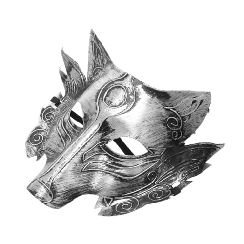 VANZACK Halloween Wolfkopf Maske Vintage Silber Dekorative Cosplay Maske mit Elastischem Band Leichte Party Halloween Kostümmaske für Erwachsene Gruselige Wolfsoptik für Karneval und VANZACK Halloween Wolfkopf Maske Vintage Silber Dekorative Cosplay Maske mit Elastischem Band Leichte Party Halloween Kostümmaske für Erwachsene Gruselige Wolfsoptik für Karneval und von VANZACK