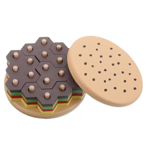 VANZACK Hamburger -Puzzle Kleinkinder Lernen Rätsel Feinmotorikspielzeug Denken Für Das Denken Puzzle Formen Geometrisches Sortierspiel Montessori-Puzzle- Holz von VANZACK